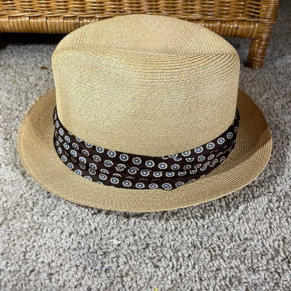 Vintage Dobbs fifth Avenue straw fedora hat with … - image 3