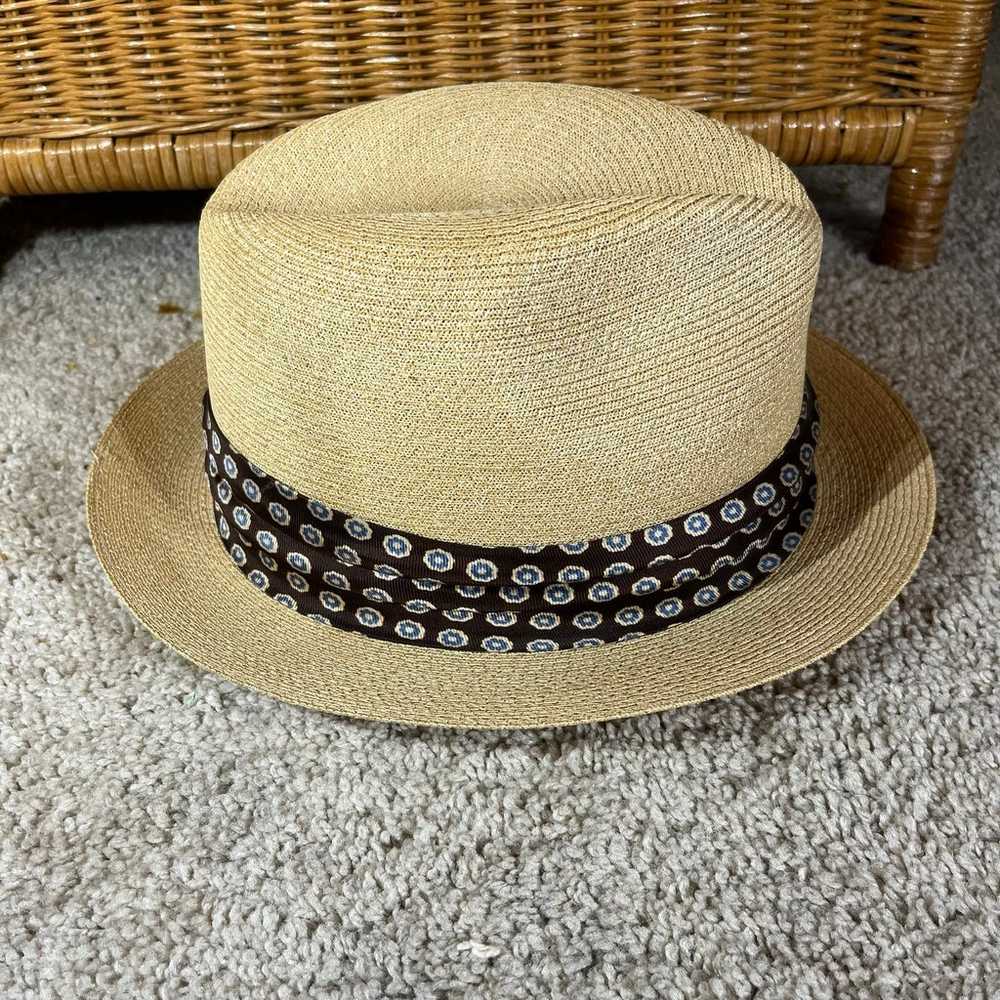 Vintage Dobbs fifth Avenue straw fedora hat with … - image 5