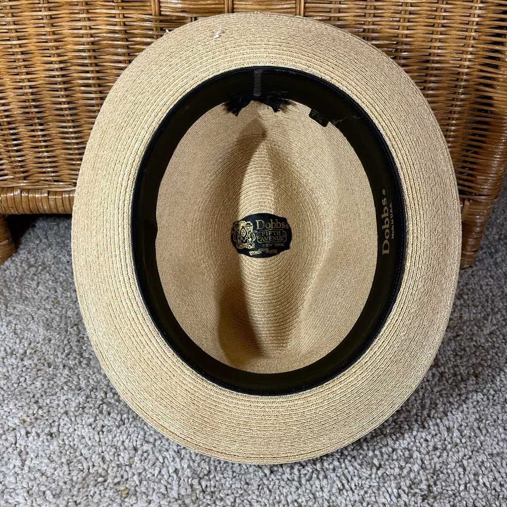 Vintage Dobbs fifth Avenue straw fedora hat with … - image 6
