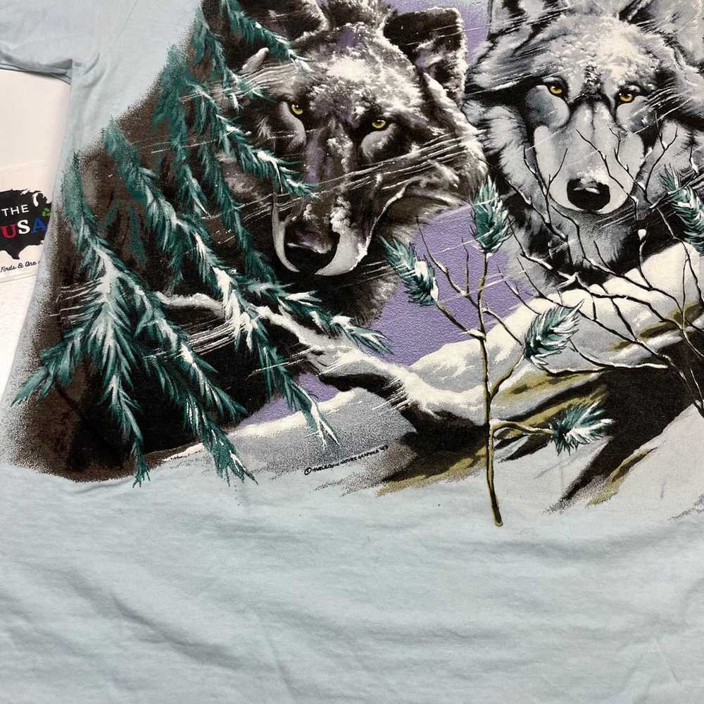 90s Vintage Double Sided Puff Wolf Graphic image … - image 6
