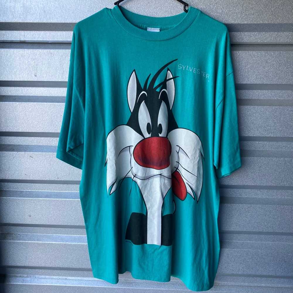 Vintage Looney Tunes Sylvester Big Face Graphic T… - image 1