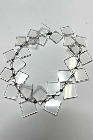 1980s Clear Acrylic Geometric Necklace Selected b… - image 1