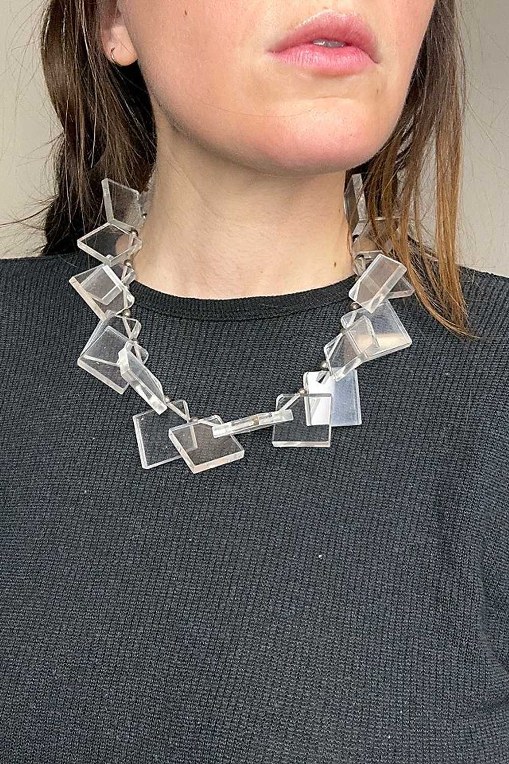 1980s Clear Acrylic Geometric Necklace Selected b… - image 2