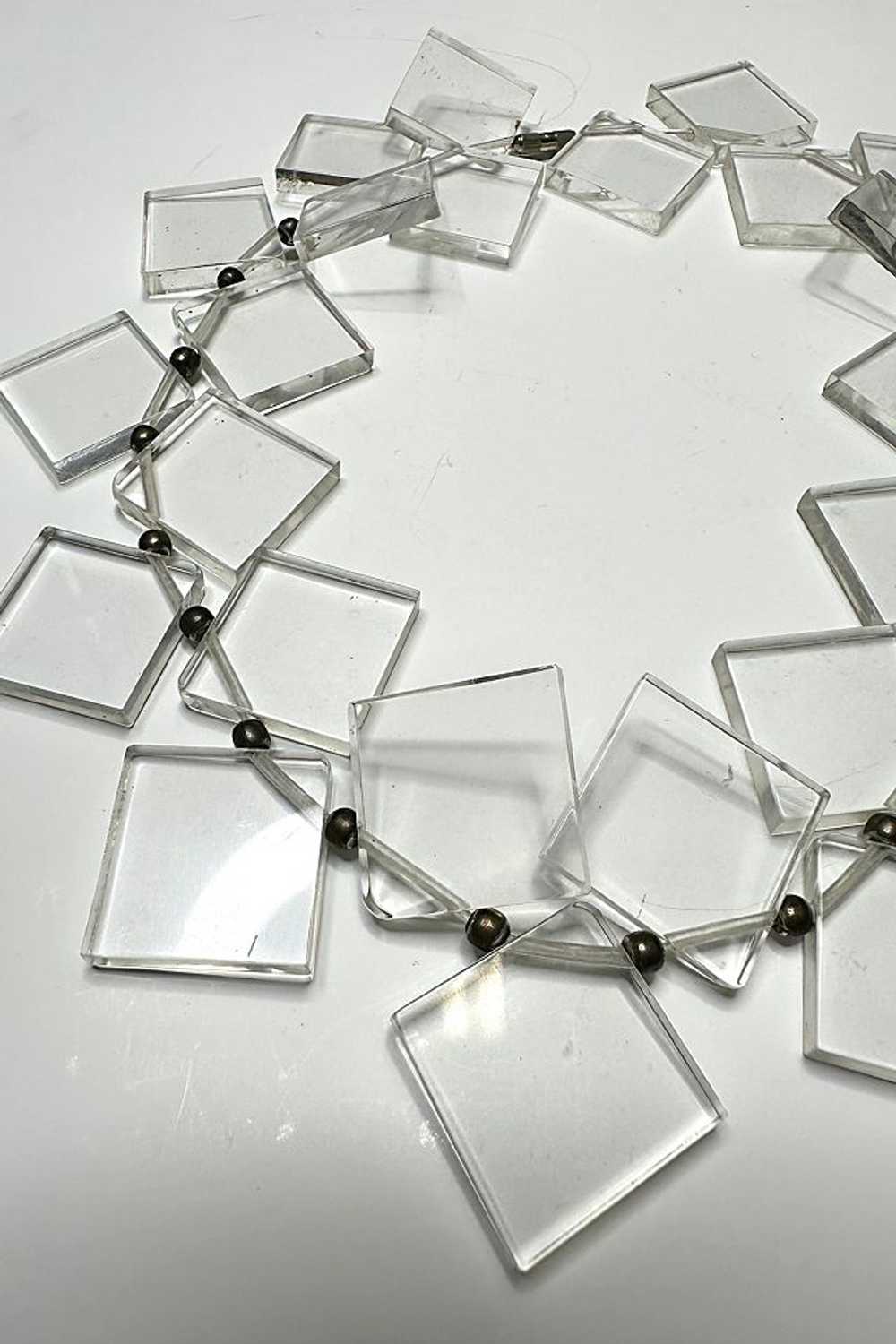 1980s Clear Acrylic Geometric Necklace Selected b… - image 3