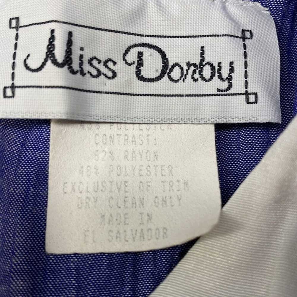 MISS DORBY Vintage Dress Zip Back with Tie Blue W… - image 9