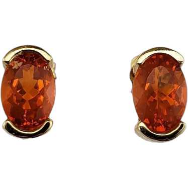 14K Yellow Gold Fire Opal Stud Earrings  #16671 - image 1