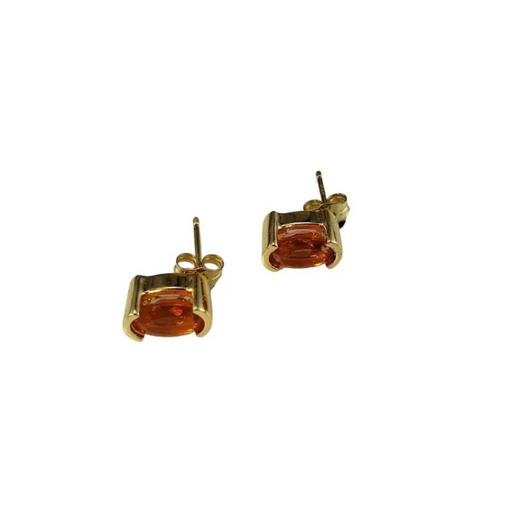 14K Yellow Gold Fire Opal Stud Earrings  #16671 - image 5