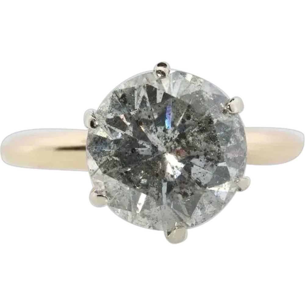 14k Round Genuine Diamond Solitaire Ring . Large … - image 1
