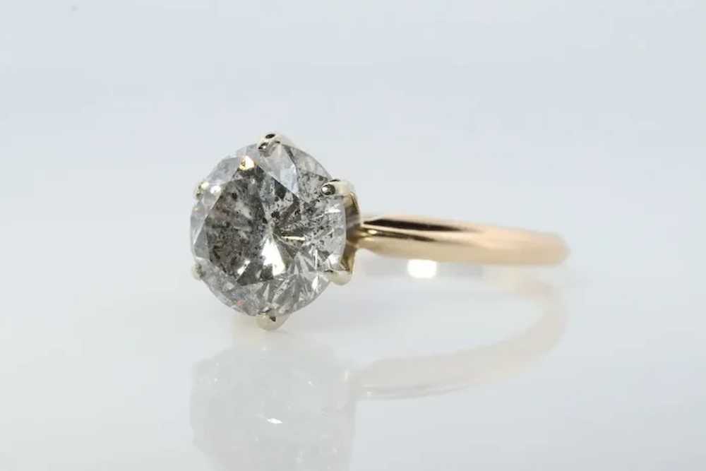 14k Round Genuine Diamond Solitaire Ring . Large … - image 3