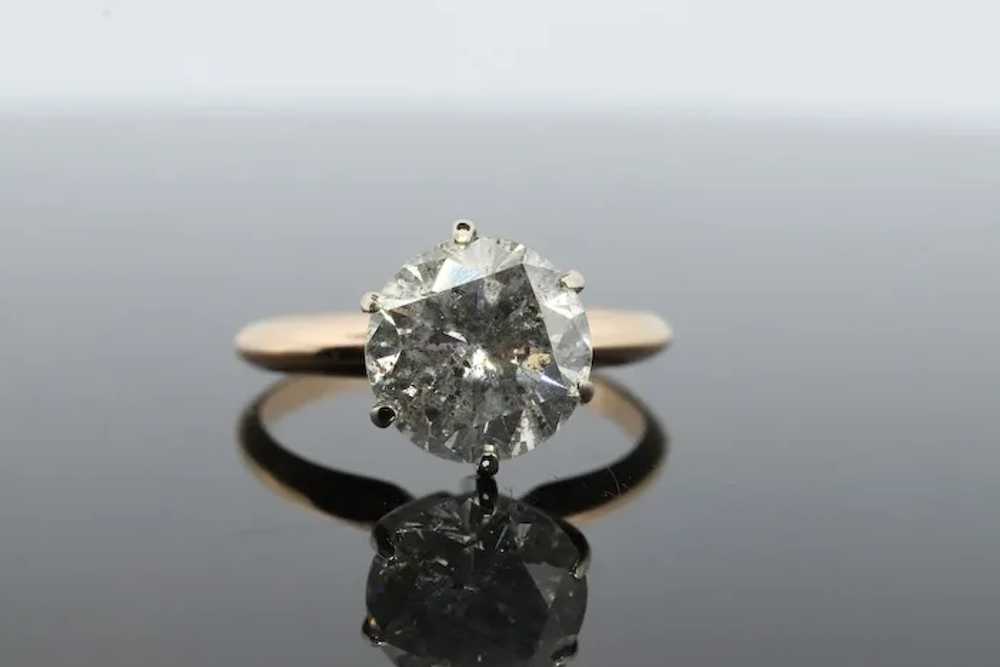 14k Round Genuine Diamond Solitaire Ring . Large … - image 4