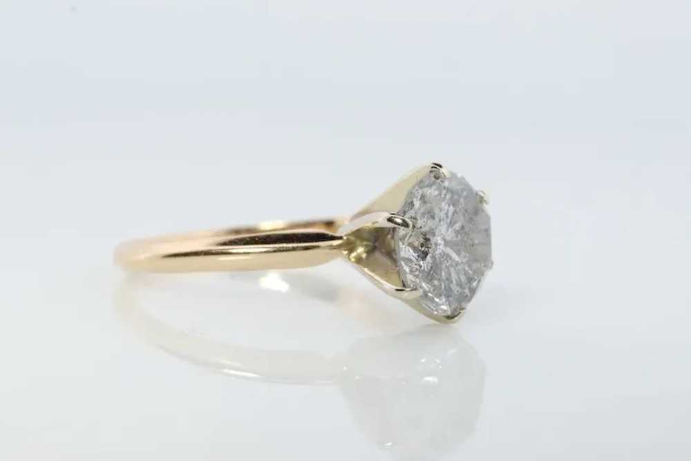 14k Round Genuine Diamond Solitaire Ring . Large … - image 5