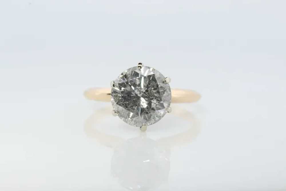 14k Round Genuine Diamond Solitaire Ring . Large … - image 6