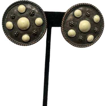 Vintage copper clip on earrings
