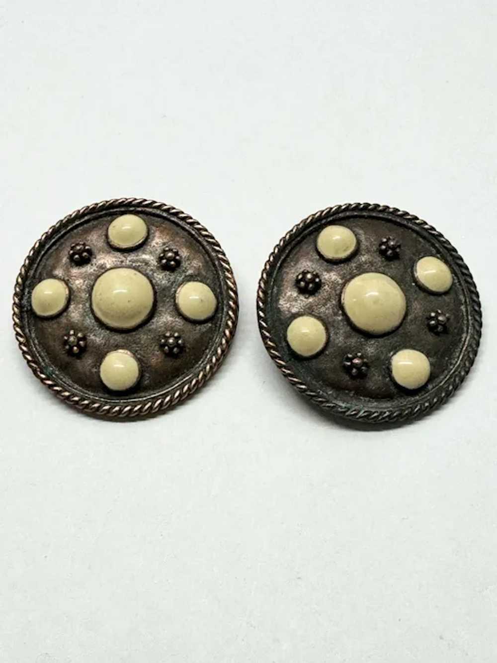 Vintage copper clip on earrings - image 2
