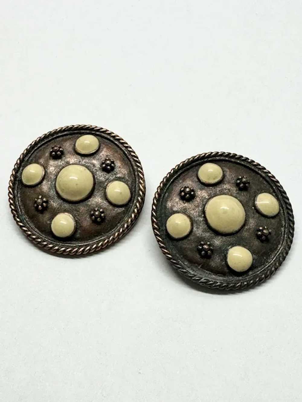 Vintage copper clip on earrings - image 3