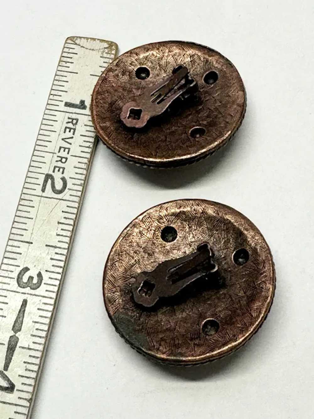 Vintage copper clip on earrings - image 4