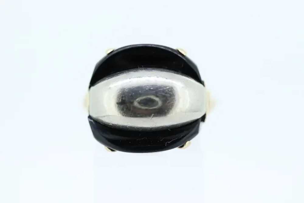 10k ONYX ring. Onyx Sterling Silver 10k gold ring… - image 2