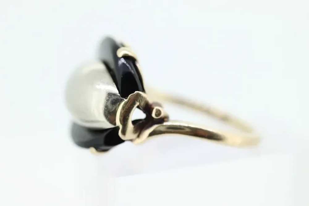 10k ONYX ring. Onyx Sterling Silver 10k gold ring… - image 3