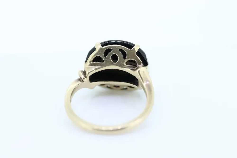 10k ONYX ring. Onyx Sterling Silver 10k gold ring… - image 4