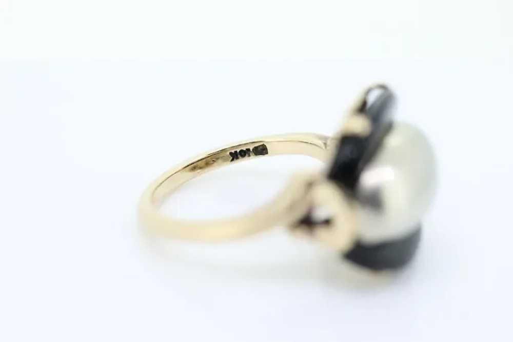 10k ONYX ring. Onyx Sterling Silver 10k gold ring… - image 5