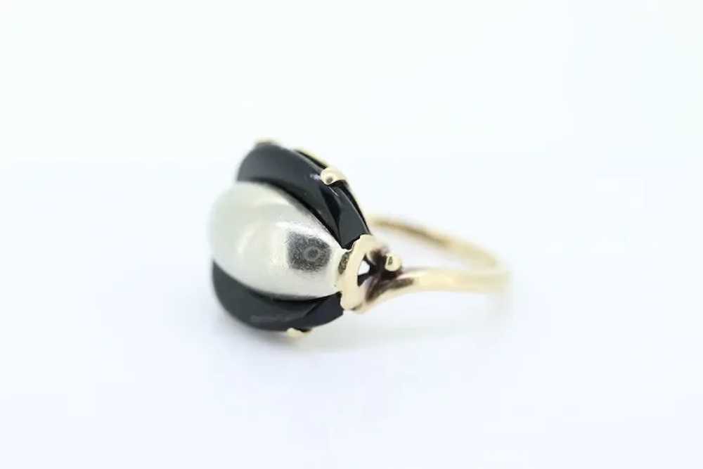 10k ONYX ring. Onyx Sterling Silver 10k gold ring… - image 7