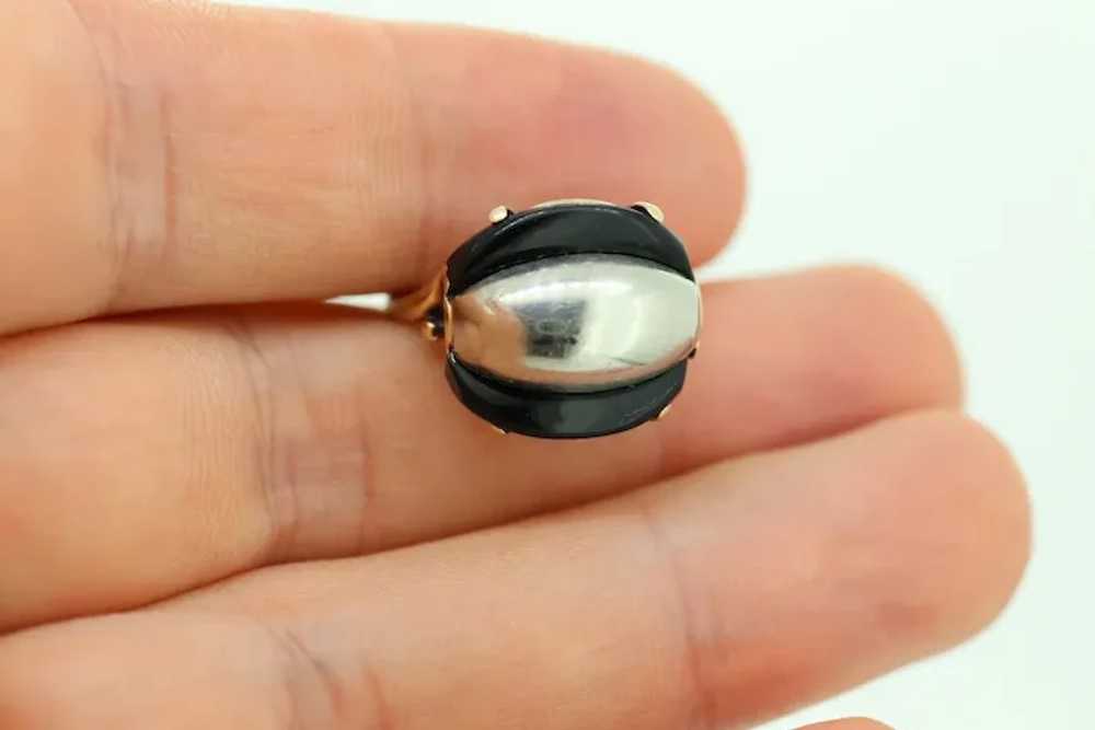 10k ONYX ring. Onyx Sterling Silver 10k gold ring… - image 8