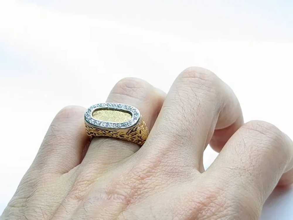 14k Diamond Flat signet ring. Diamond outline set… - image 4