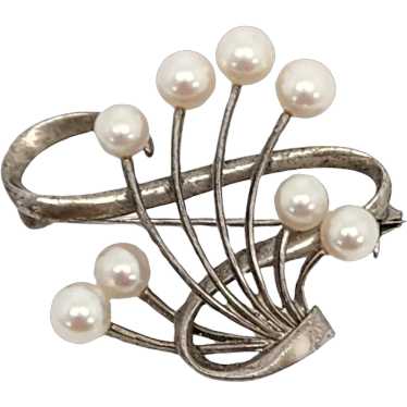 Mikimoto Sterling Silver Akoya Pearl Pin/Brooch #1