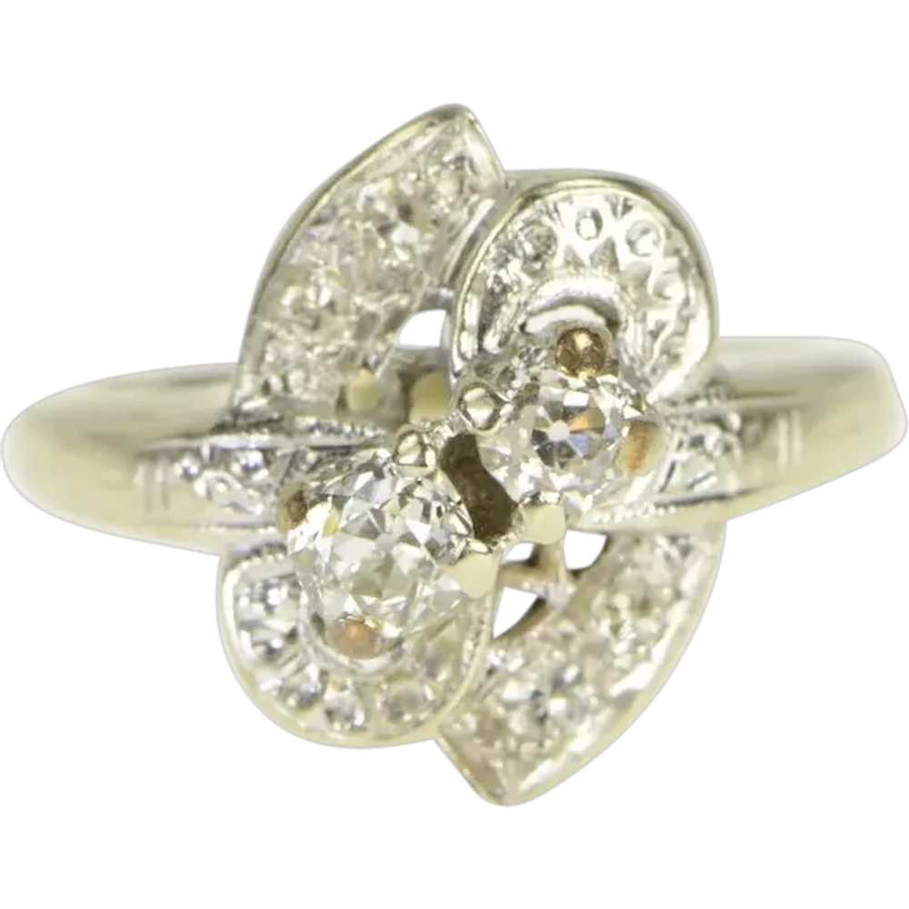 14K 1950's 0.55 Ctw Diamond Ornate Diamond Ring S… - image 1