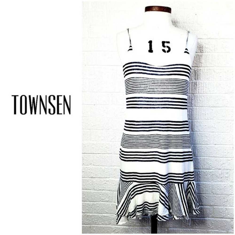 Townsen linen navy & white striped dress - image 1