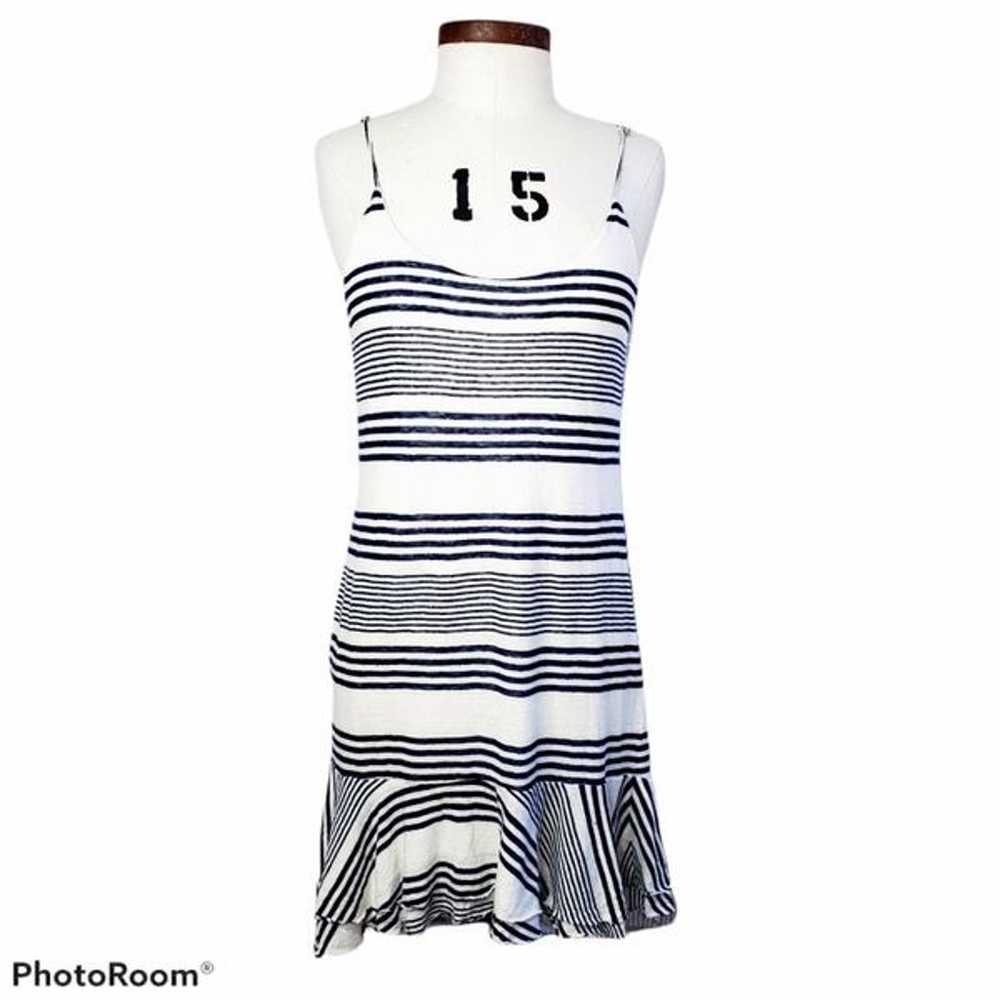 Townsen linen navy & white striped dress - image 2