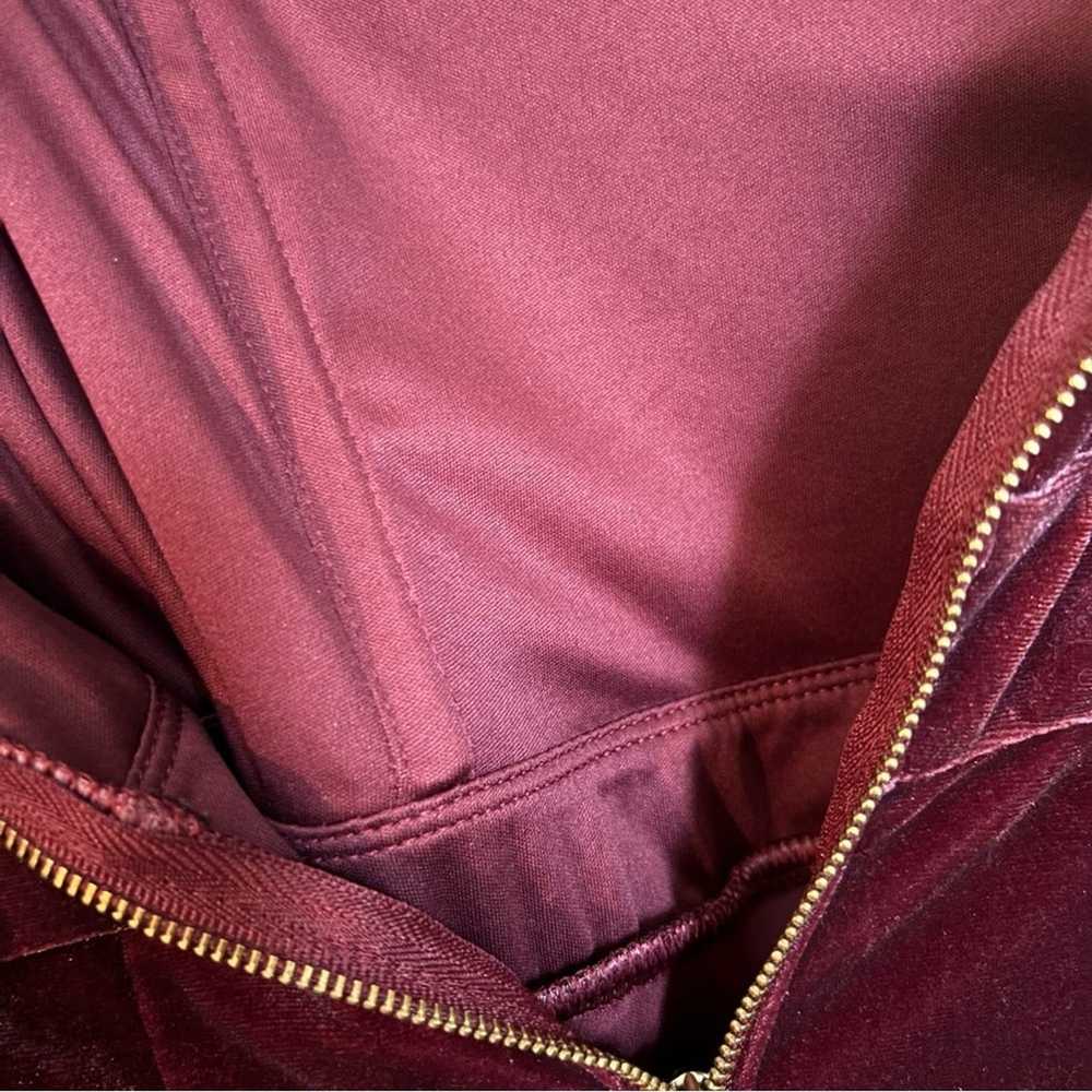 Cranberry Velvet Strapless Bustier Jumpsuit - image 6