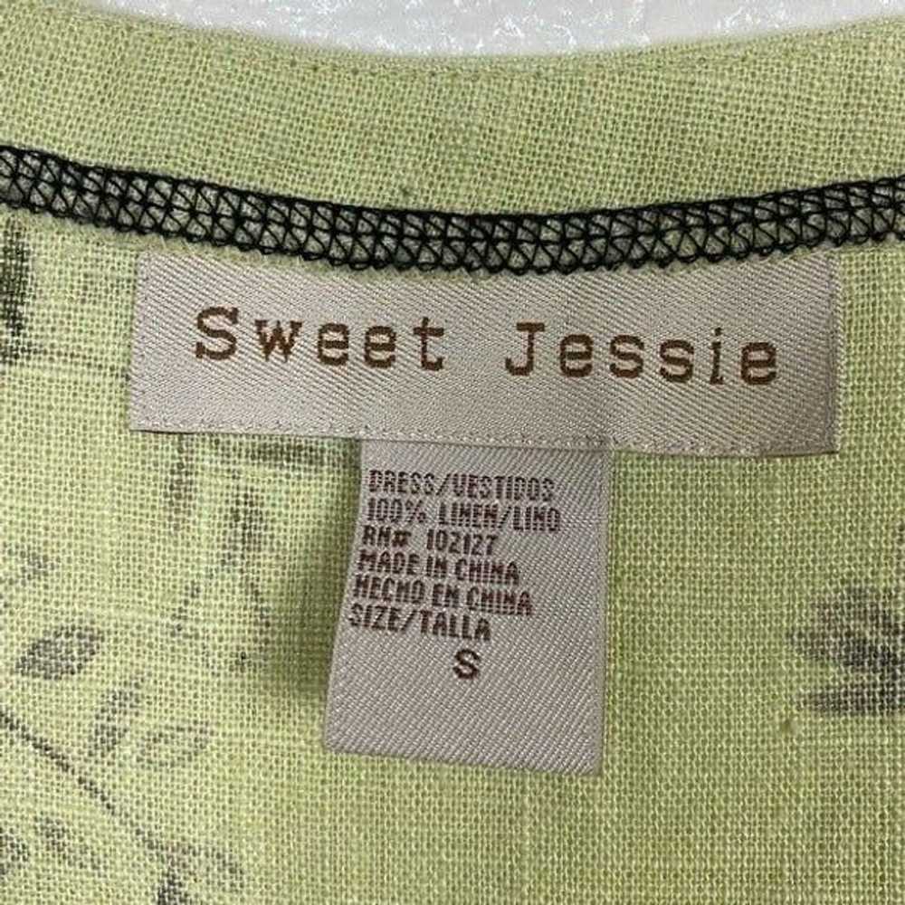 Vintage Sweet Jessie Light Chartreuse Green Linen… - image 3