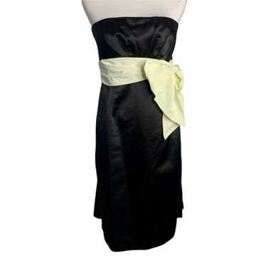 Vintage BCBG Strapless Satin Dress 8 Black Empire… - image 1