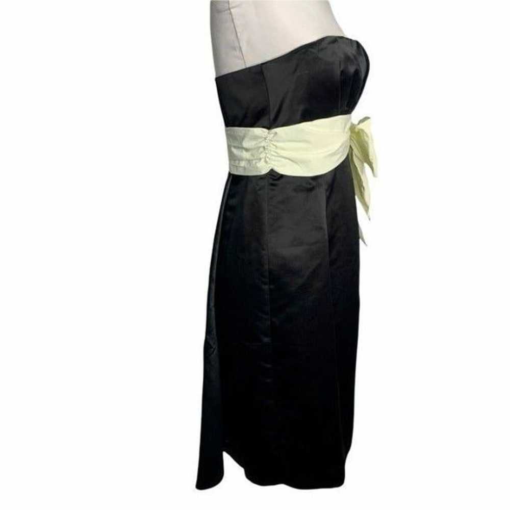 Vintage BCBG Strapless Satin Dress 8 Black Empire… - image 5