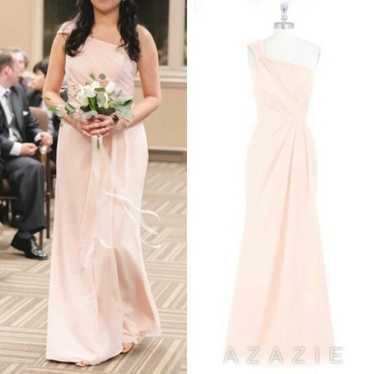 Azazie Carissa Pearl Pink Dress One Shoulder Bride