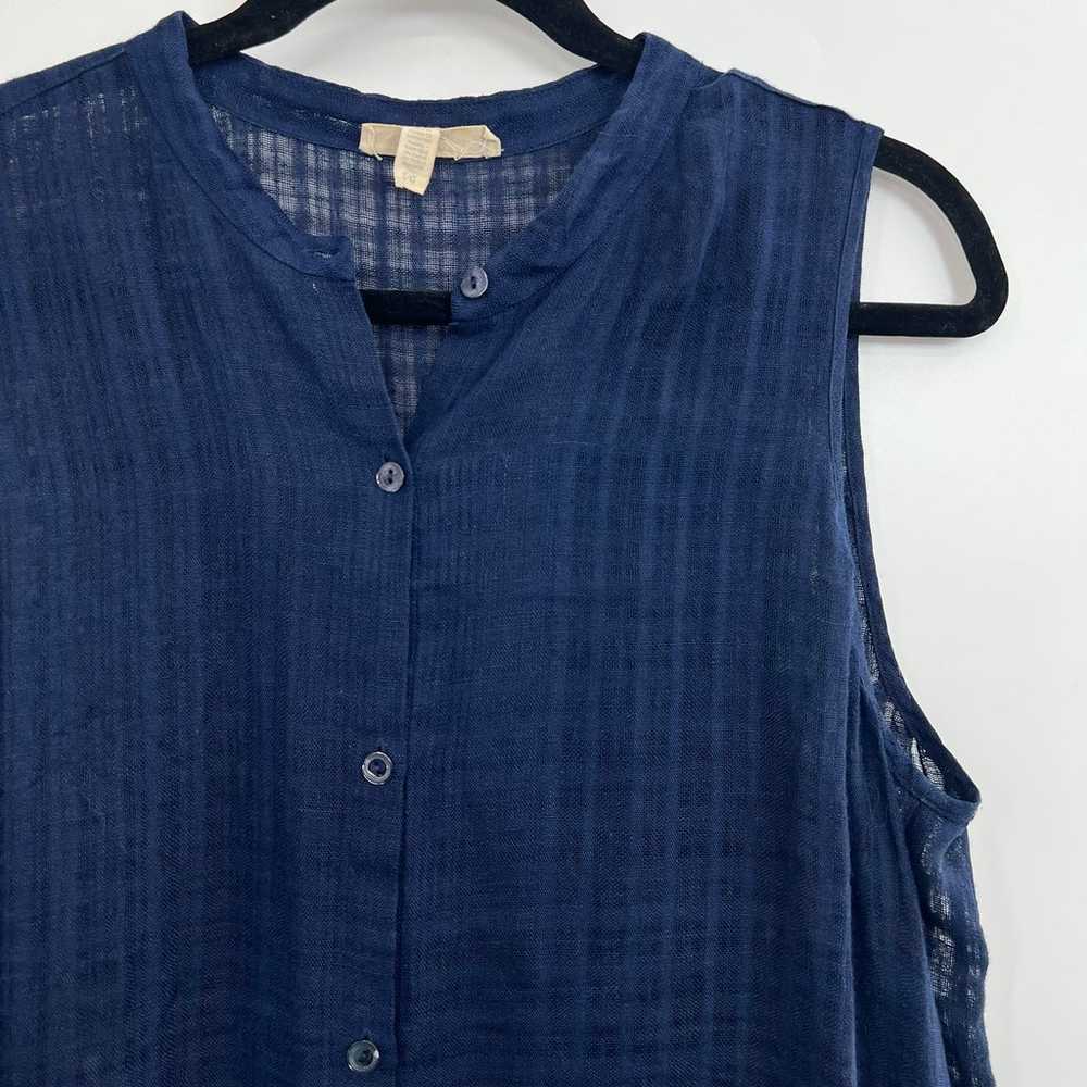 Eileen Fisher Linen Button Sleeveless Sheer T-Shi… - image 4