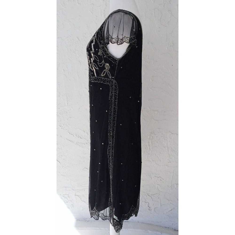 SCALA Vintage Black with Sequin & Beaded V-Neck D… - image 3