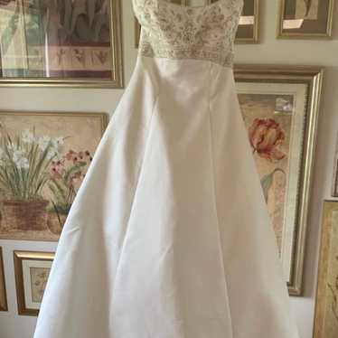ivory silver accent halter wedding dress - image 1