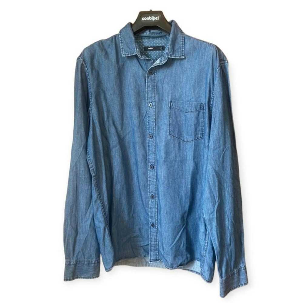 Celio Celio SZ L blue denim button down shirt - image 1