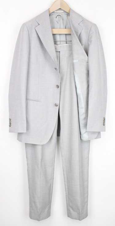 Suitsupply HAVANA JETTED UK40R Grey Slim Wool Silk