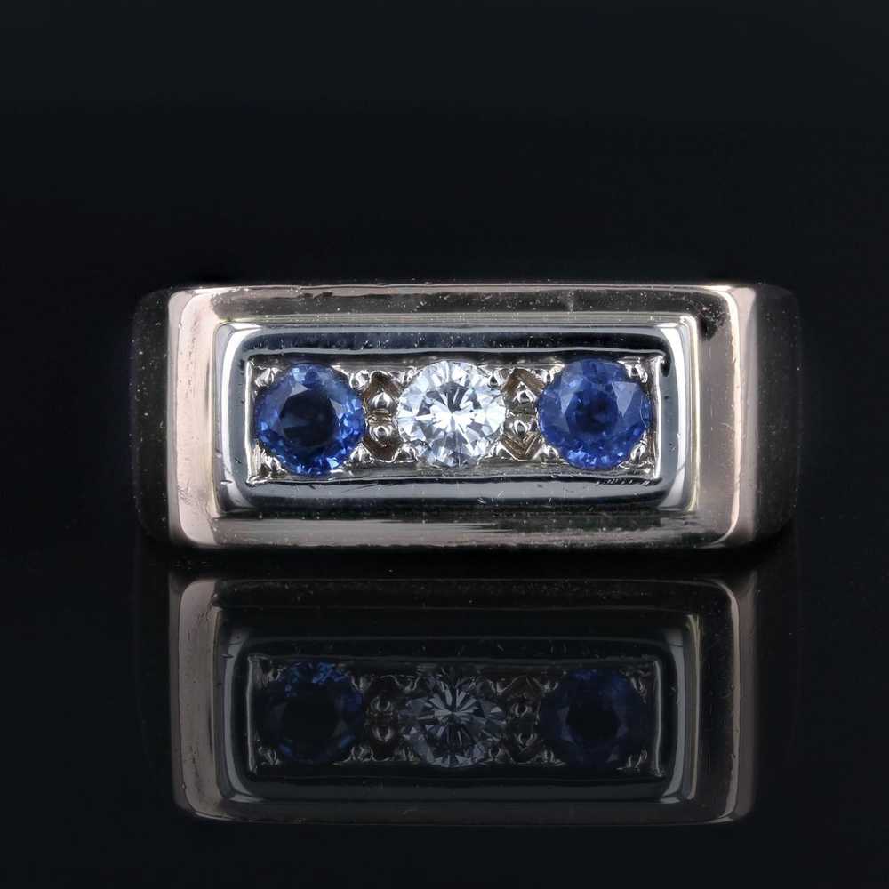 Vintage 1940s Sapphire Diamond 18 Karat Rose Gold… - image 3