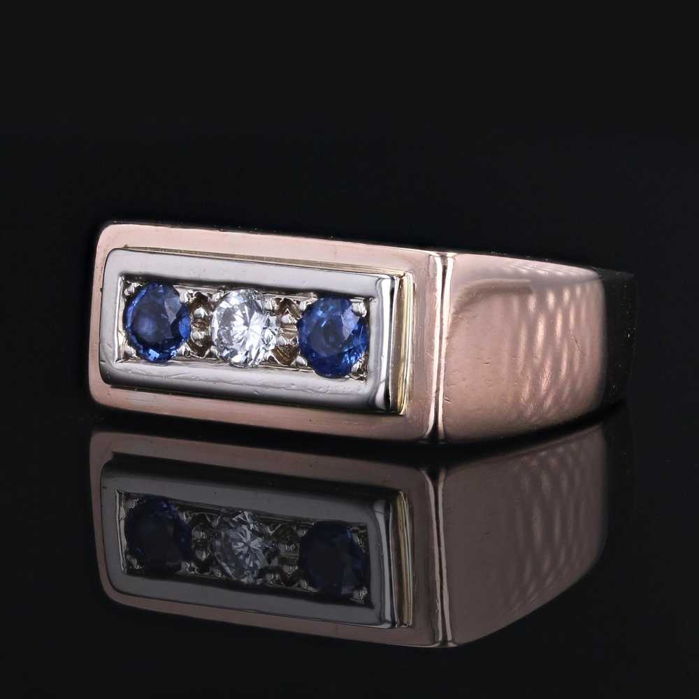 Vintage 1940s Sapphire Diamond 18 Karat Rose Gold… - image 5
