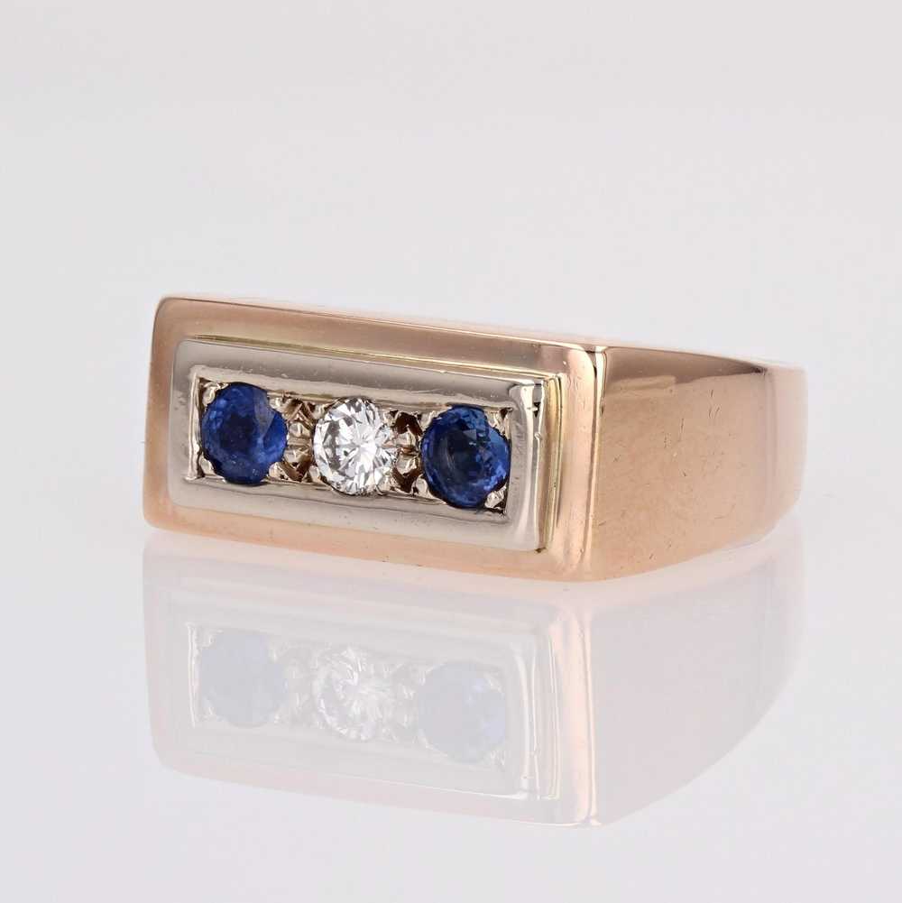 Vintage 1940s Sapphire Diamond 18 Karat Rose Gold… - image 6