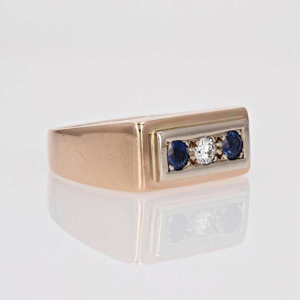 Vintage 1940s Sapphire Diamond 18 Karat Rose Gold… - image 8