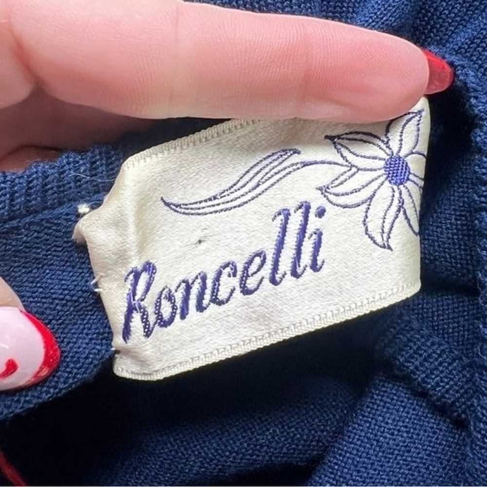 70’s Roncelli Navy Blue Acrylic V Neck sleeveless… - image 9