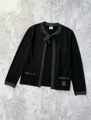 Chanel Chanel Black Wool Cardigan Uniform CC Logo 