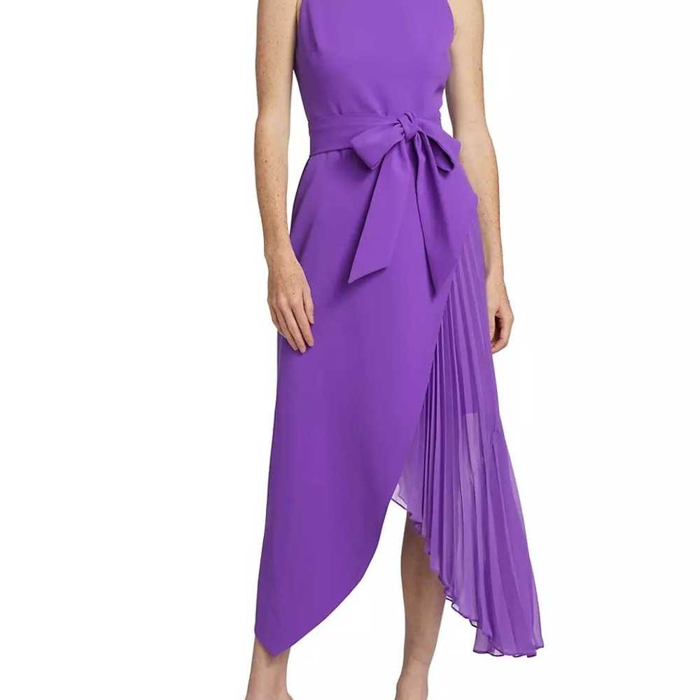 $475 Badgley Mischka Belted Tulip-Skirt Midi-Dres… - image 3