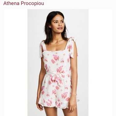 $472 Athena Procopiou silk floral lace trim Rompe… - image 1