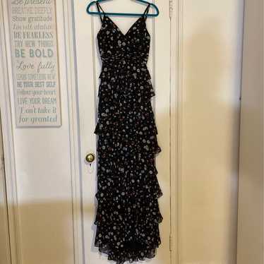 Black flower Ruffle layered Gown - image 1